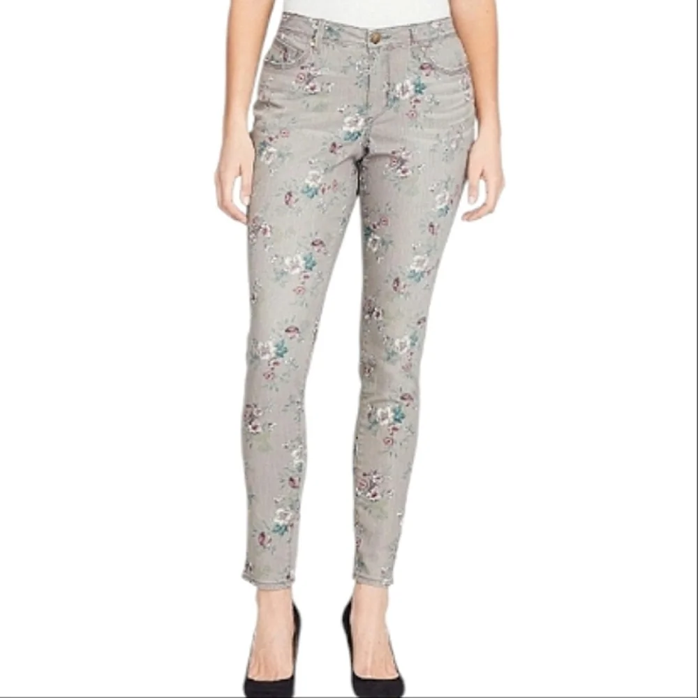 7001 * Bandolino Lisbeth Floral Print Jeans Gray Size 8P - Picture 3 of 15